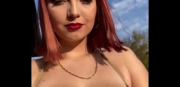  18 YEAR OLD WOMAN SHOWS TITS OUTDOORS